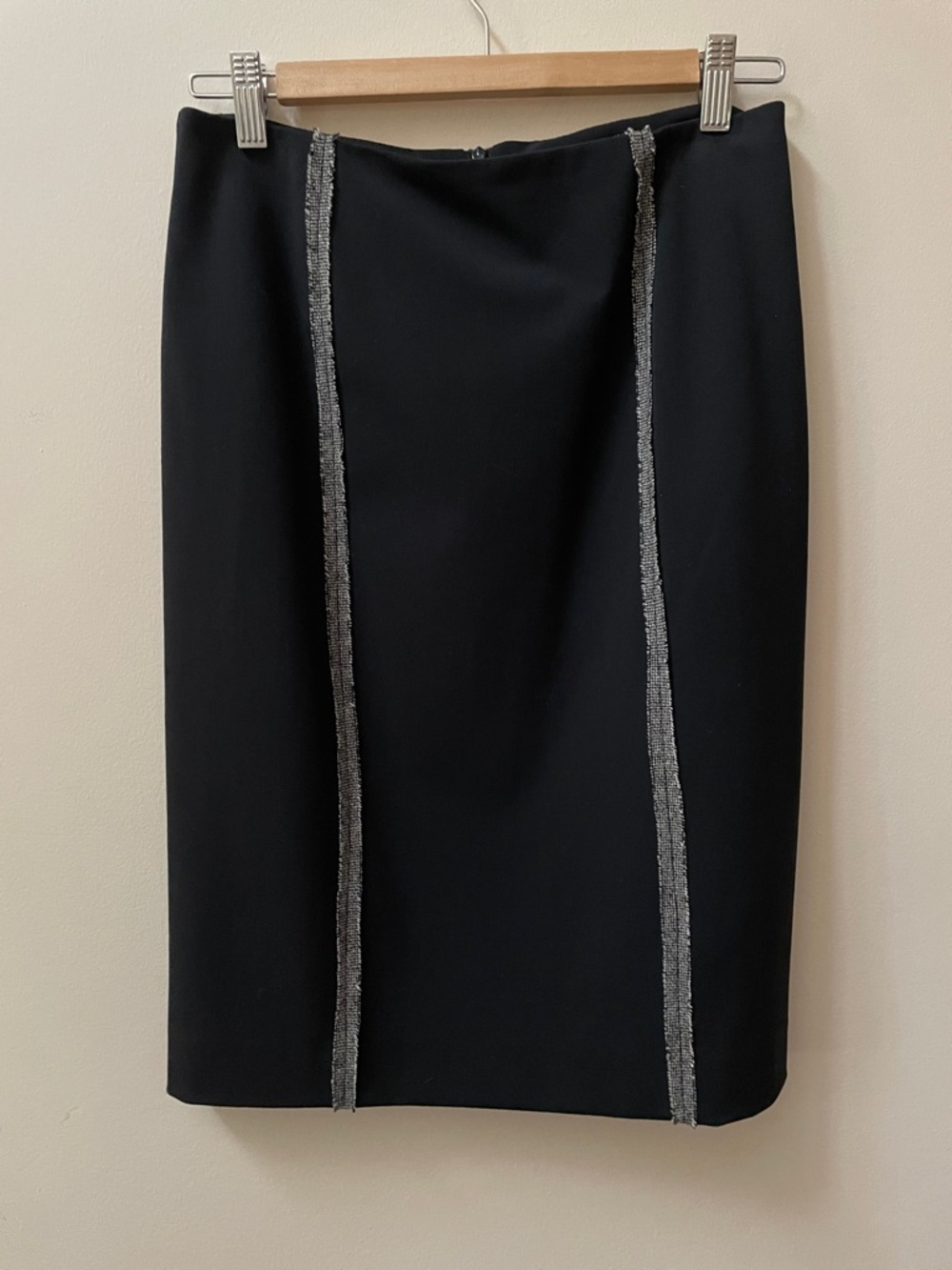 Oppio Italian made Black Pencil Skirt with vertical trim